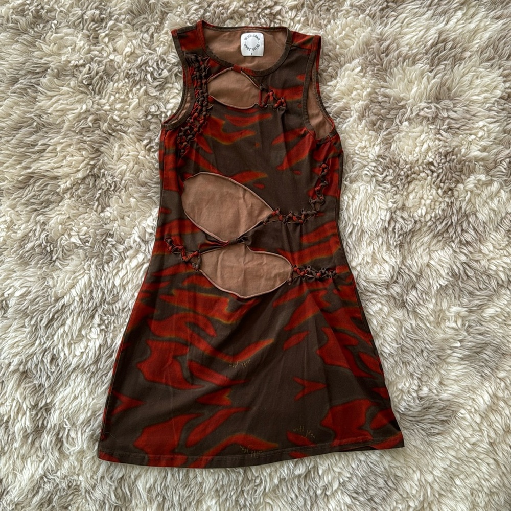 With Jean Cut out dress